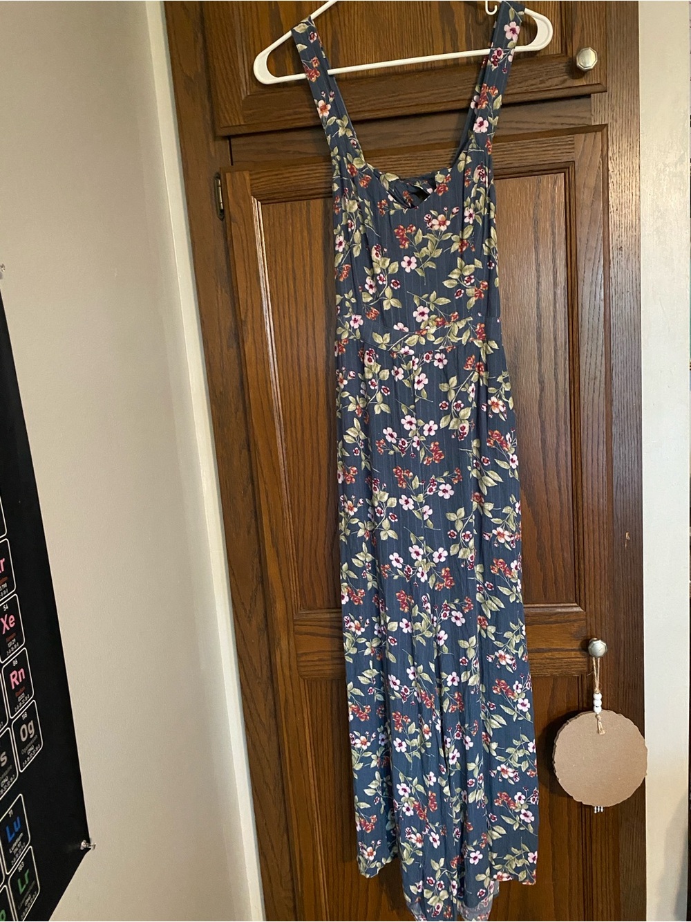American Eagle Outfitters Navy Floral pant romperwith Pink & Cream Blooms